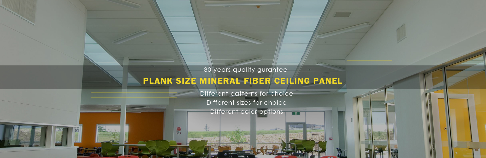 Plank size mineral fiber ceiling board